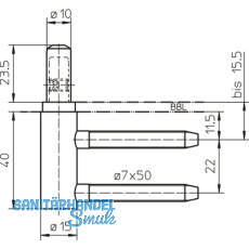 Trband-Rahmenteil Variant V 3400 WF HV Stop, Band  15 mm, Stahl vernickelt