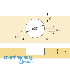 HETTICH ET 582 Spezialscharnier f. Khlschrankumb., W 95, FE /Zinkdruckg.vern.