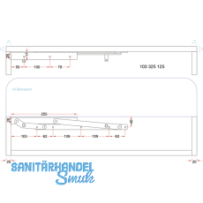 Springaufbeschlag mit 2 Federn, ffnungsw. 35, leicht, 255 mm, FE sil. RAL 9006