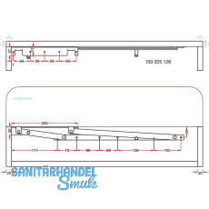 Springaufbeschlag mit 2 Federn, ffnungsw. 35, schwer, 250 mm, FE sil. RAL 9006