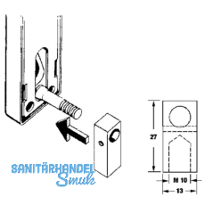 Stangenanschluss M 10, 1 Satz = 2 Stck, Stahl blank