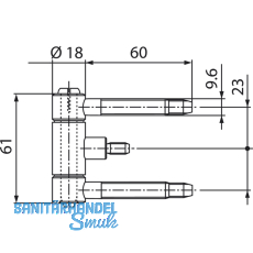 Steckband INCANTO 3-tlg. m. Zylinderkopf,  18 mm, Stahl vernickelt
