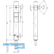 Kantenriegel U-Gehuse mit Griffschieber eckig, 100 x14x 11 mm, Stahl verzinkt