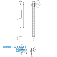 Kantenriegel U-Gehuse mit Griffschieber eckig, 200 x17x 12 mm, Stahl verzinkt