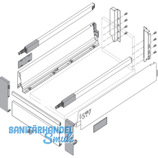BLUM TANDEMBOX Vorderstck ohne Nut, grau RAL9006