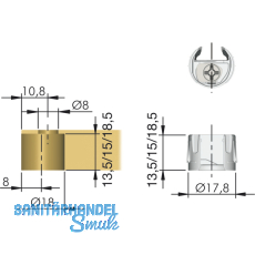 Einbohrteil PK2, Tablarstrke 16 mm, Bohr  18 mm,mit Exzenter,Kunststoff grau