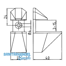 Glastablar-Klemmtrger Eckig, Glas 3-25 mm, Zinkdruckguss Edelstahl Effekt