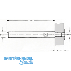 Tablartrger M8, Tablarstrke 22 mm, Bohrtiefe 100 mm, glanzverzinkt