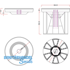 Tischfu-Adapterscheibe  60 mm, Edelstahl