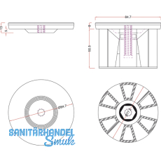 Tischfu-Adapterscheibe  80 mm, Edelstahl