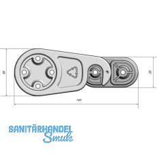 Tischplattenverbinder RAMTI, Bohrbild 32 mm, Kunststoff grau/Zink Druckguss