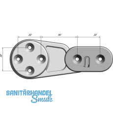 Tischplattenverbinder RAMTI, Bohrbild 32 mm, Kunststoff grau/Zink Druckguss