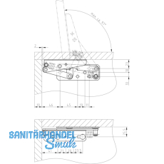 Truhenbankbeschlag ohne Feder, ffnungswinkel 95, FE gelb chromatiert