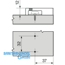 BLUM BLUMOTION Kreuzadapterplatte, Kunststoff RAL 7036 platingrau