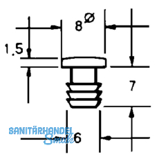 TD3 Transchlagdmpfer zum Einbohren 8 x 1,5; Bohrma 6x1,5,hart, KS wei