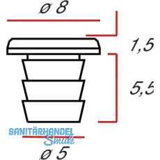 TD4 Transchlagdmpfer zum Einbohren  8 x 1,5 Bohrma 5 x 5,5, hart, transp.