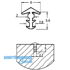 P9003 Transchlagprofi, Frsbreite 2.2, Frstiefe 6, Weichgummi beige