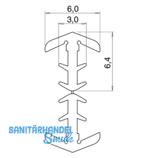 P9003 Transchlagprofi, Frsbreite 2.2, Frstiefe 6, Weichgummi beige