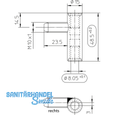 Trband Rahmenteil SCH 27-38, links, Bandhhe 48,5 mm, Stahl vernickelt