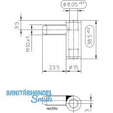 Trband Rahmenteil SCH 27-37, links, Bandhhe 38,5 mm, Stahl vernickelt
