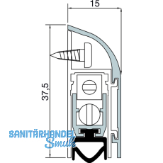 Trdichter 1750, Breite 15 mm, Hhe 37,5 mm, Lnge 1130 mm, Aluminium natur