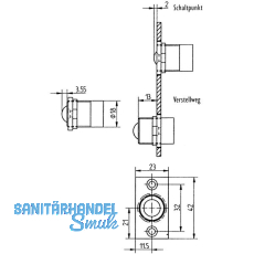 Trkontakt 10405 verstellbar, 25 V AC/DC, Anschlusskabel 250 mm, Schaltstrom 1 A