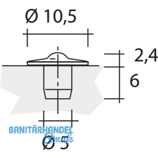 TD6 Transchlagdmpfer zum Einbohren 10.5x2,4; Bohrma 5x 6, weich,KS transp.