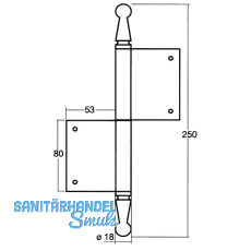 Trnussband mit Zierkopf, links, 140 x 210 mm, Stahl blank