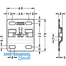 CAMAR Wandleiste 807, fr Unterschrankaufhnger 807, 60x70x8, Stahl verzinkt