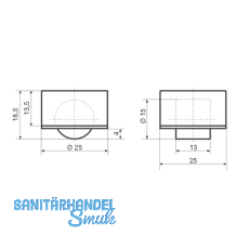 Roller-Mini BSR soft ohne Bund, Rollen  15 mm, Bohr  25 mm, Kunststoff schwarz