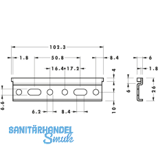 CAMAR Wandleiste 814, 102 x 26 x 6 mm, Stahl verzinkt