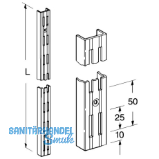Classic Wandschiene 10001, zweireihig, Lnge 500 mm, Stahl wei-alu (RAL 9006)