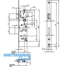Rohrrahmenschloss 638N Flachstulp mit Falle und Riegel, DM 40 mm, Edelstahl