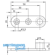 Stangenfhrungsplatte 9653 fr Rundstange  10 mm, Stahl verzinkt
