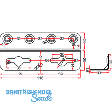 Winkel-Bettschiene REFORM, L 118, LINKS+RECHTS verwendb., Stahl blau verzinkt
