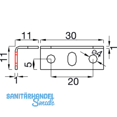 Winkelschlieblech 30x11x11 mm, verzinkt