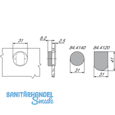 BLUM CLIP topTopfabdeckung - Glastrscharnier D-Form, Kunststoff matt verni.