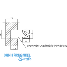 Wall Sys Zwischenprofil zum Einlassen, Lnge 3000 mm, Aluminium natur eloxiert