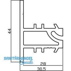 Wall Sys Zwischenprofil zum Einlassen, Lnge 3000 mm, Aluminium natur eloxiert