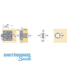 HETTICH PRESTIGE 2000 Zylinder-Fallenschloss Z23, 18, 45741