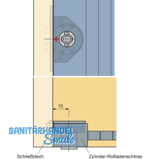 HETTICH PRESTIGE 2000 Zyl.-Rollladenschloss Z23, rechts, Dornma 15, 18