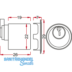 JuNie Zylinder  22 mm zu Schlssern 2863/2886 Sperre BN 0101, Messing matt