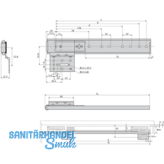 ACCURIDE 1319 Beschlgegrt., Lnge 500 mm, Stahl hell chromatiert