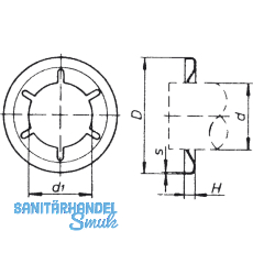 Achsenklemmring ohne Kappe 12 mm Federstahl brniert