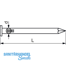 MMK 2.0x50 Stahlnagel Eisen gehrtet, geblut mit berzogenem Messingkopf