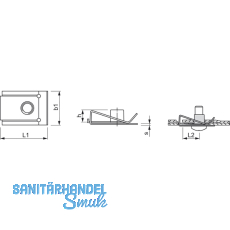 Blechmutter M5/0,5-4,0 Federstahl verzinkt mit metrischem Gewinde