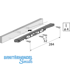 HETTICH SYSTEMA TOP 2000 Blendenanbindung ohne Zapfen, Einbaubreite 392 mm