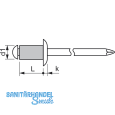 ISO15981 Blindniete Flachrundkopf 3.2x 8 Aluminium mit Aluminiumdorn