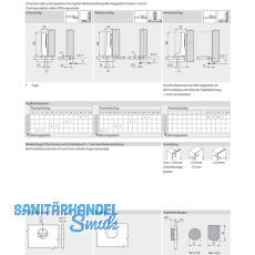 BLUM CLIP top Glastrscharnier 94, 9,5mm gekrpft, mit Feder, Schrauben