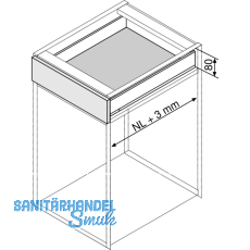 BLUM LEGRABOX pure SET H N, TIP-ON, 40kg, NL 500, INOX